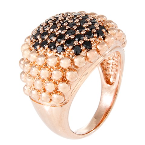Beaded Ring With Black Cubic Zirconia